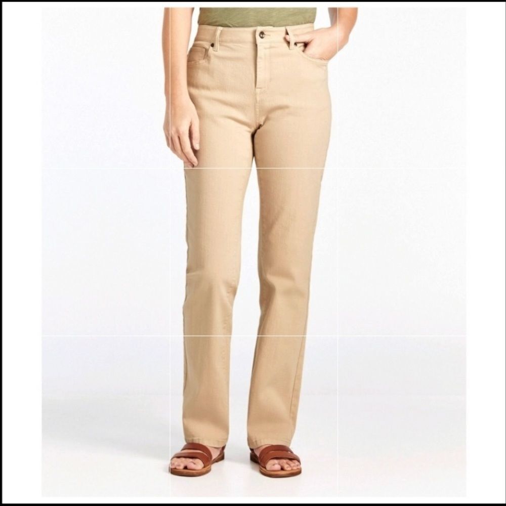 L.l. Bean tan retro acid washed relaxed original fit petite jeans